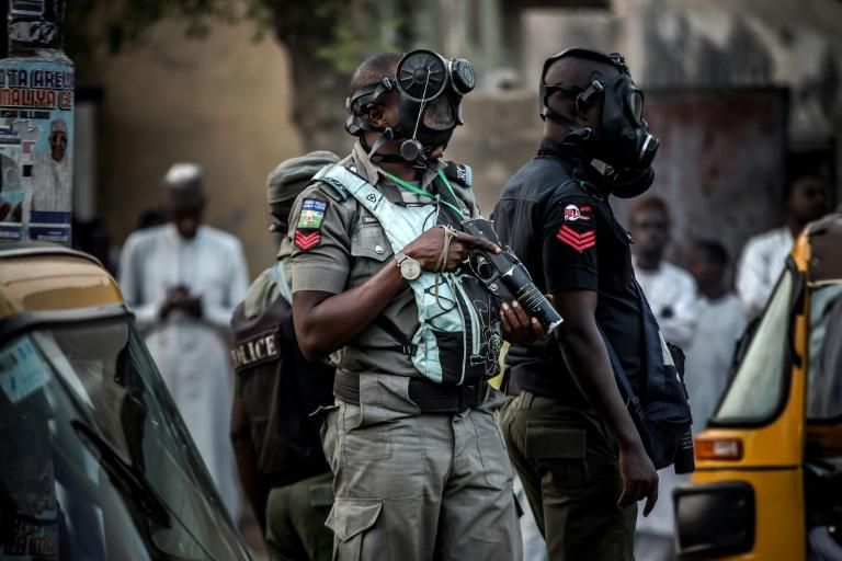 Nigerian police (pictured February 2019) were doing "everything possible" to secure the safe release of the three kidnap victims