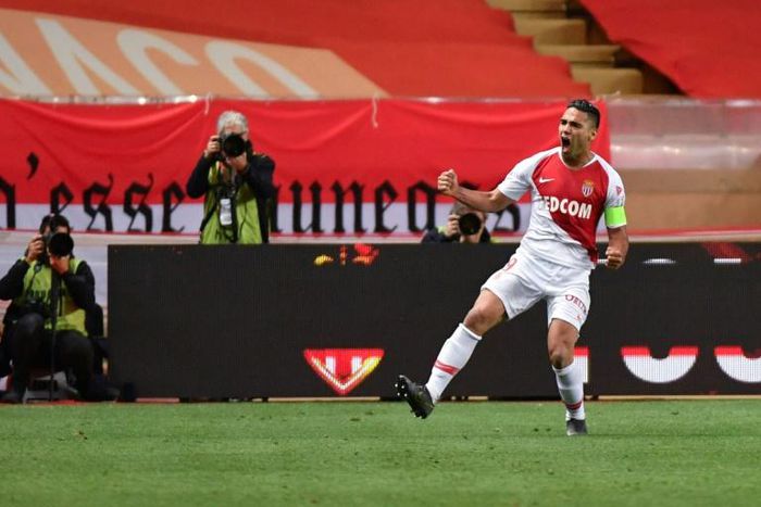 On target: Monaco's Colombian forward Falcao celebrates after scoring