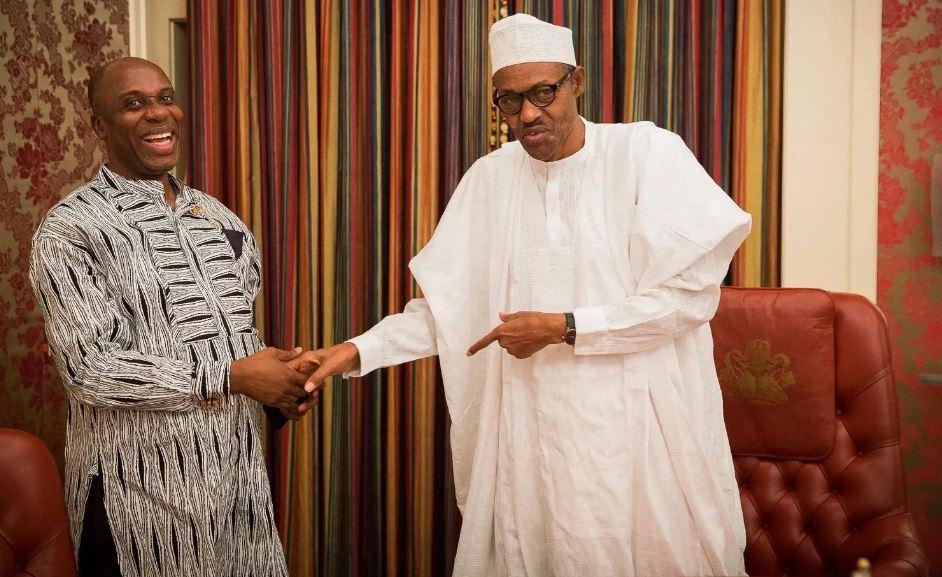Minister of Transportation, Rotimi Amaechi and President Muhammadu Buhari