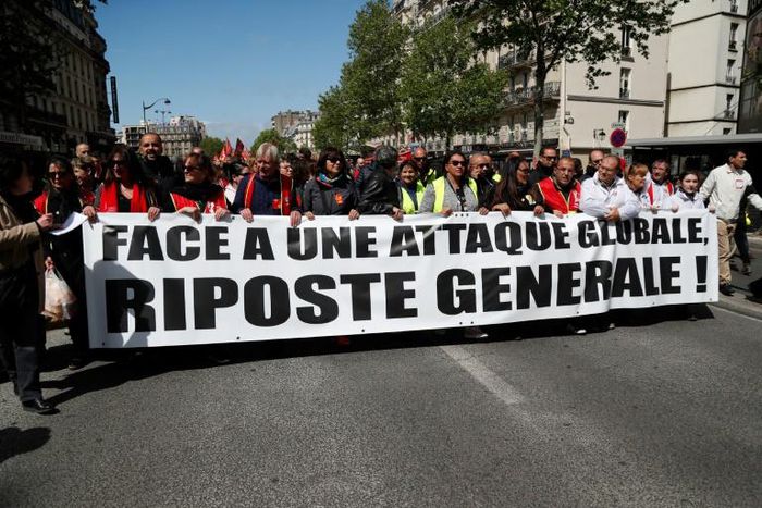'To a global attack, a general riposte!': Saturday's demonstration in Paris was called by the militant CGT union