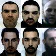 French nationals (from top left to bottom right) Salim Machou, Mustapha Merzoughi, Brahim Nejara, Kevin Gonot, Yassine Sakkam and Leonard Lopez, all sentenced to death by a Baghdad court for joining the Islamic State group