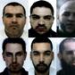 French nationals (from top left to bottom right) Salim Machou, Mustapha Merzoughi, Brahim Nejara, Kevin Gonot, Yassine Sakkam and Leonard Lopez, all sentenced to death by a Baghdad court for joining the Islamic State group