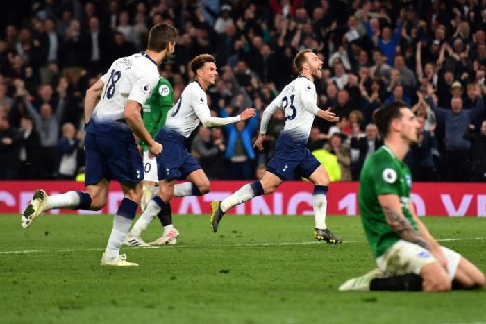 Tottenham's Christian Eriksen fired his side to a late win over Brighton