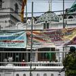 Soldiers stand guard outside a mosque ahead of Friday noon prayers in Colombo as many Muslims fear retaliation for the Easter attacks