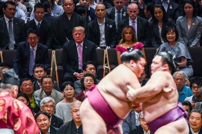 Donald Trump was the first US president to attend a tournament in sumo's hallowed Ryogoku Kokugikan arena