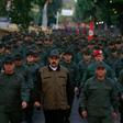 The Colombian foreign ministry said the military personnel were "identified by locals as belonging to the Bolivarian Armed Forces, at the service fo the (Nicolas) Maduro regime" (C, pictured May 2, 2019 with military troops)