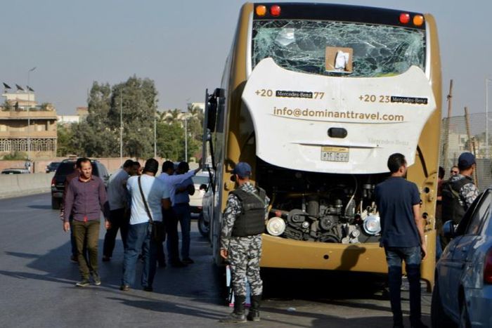 The roadside bomb blast near Egypt's pyramids injured 17 people including foreign tourists