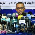 Sudanese civil society activists Muawia Shaddad (L) and Omar el-Digeir (R), two of the leaders of the protest movement the Alliance for Freedom and Change