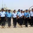 Members of the coastguard took part in the handover ceremony at Saleef port on Yemen's Red Sea coast