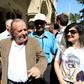 Sener Levent is greeted by supporters as he leaves the Supreme Court of the Turkish Republic of Northern Cyprus on May 16