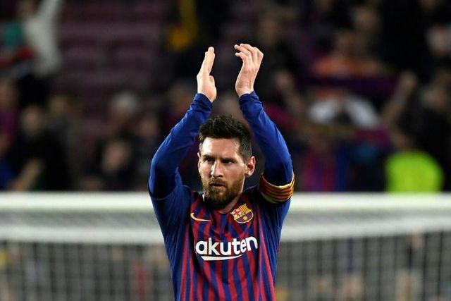 Barcelona's Argentinian forward Lionel Messi imposes his will as a leader in the Champions League semi-final first leg football against Liverpool