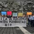 Mexican journalists in Veracruz protest on March 22, 2018 following the murder of their colleague Leobardo Vazquez Atzin, who was gunned down in the state plagued by drug cartel violence