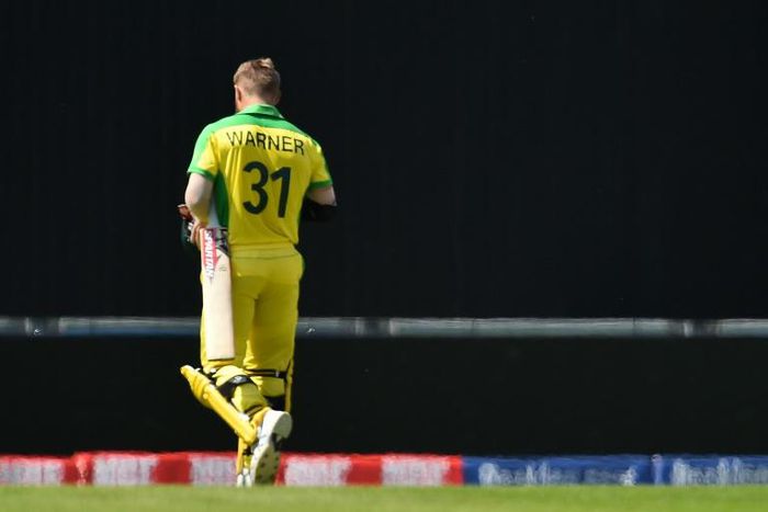 Taunts: Australia's David Warner walked off to boos from the crowd after being dismissed for 43 in a World Cup warm-up match against England in Southampton on Saturday