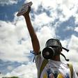 A Supporter of Venezuelan opposition leader and self-proclaimed interim president Juan Guaido protests during a rally in Caracas on May 11, 2019