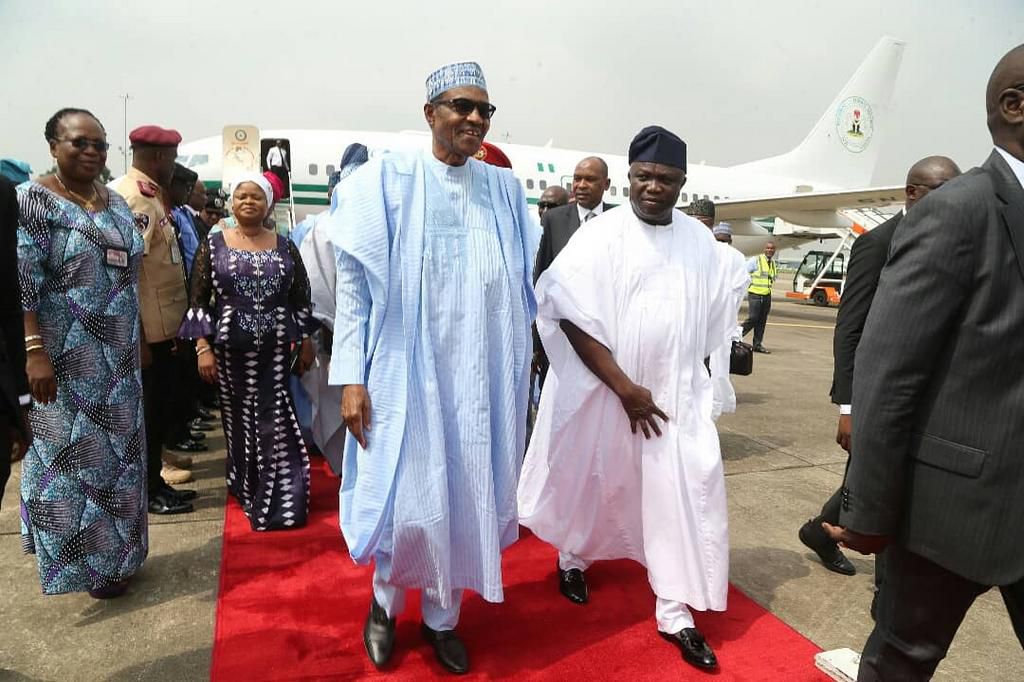 President Muhammadu Buhari is in Lagos to commission a number of projects [Twitter/AkinwunmiAmbode]