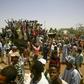 Sudanese protesters gather near the military headquarters in the capital Khartoum