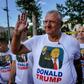Vojislav Seselj (C) was sentenced to 10 years in jail over crimes against humanity but remained free because of time already served in detention
