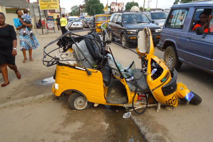 A crushed tricycle at the scene of an accident/For illustration (247ureports)