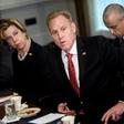 Acting US Secretary of Defense Patrick Shanahan (C) has been cleared of favoring his former employer Boeing in an internal Pentagon ethics investigation