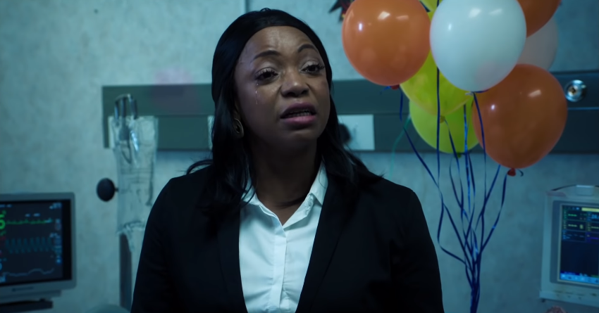 Bimbo Akintola on the set of 'Comatose' [YouTube/1 Take Media]