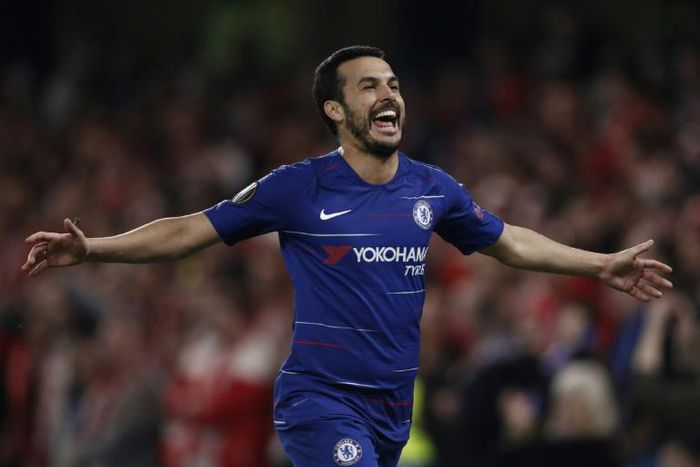 Pedro scored twice in the first half as Chelsea swept aside Slavia Prague