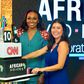Globacom’s Executive Vice Chairman, Mrs Bella Disu and Account Director, CNN International Commercial, Zara Driss cutting the 10TH Anniversary cake of African Voices exclusively sponsored on CNN by Globacom at a Cocktail held at Sky Lounge, Eko Hotel r...