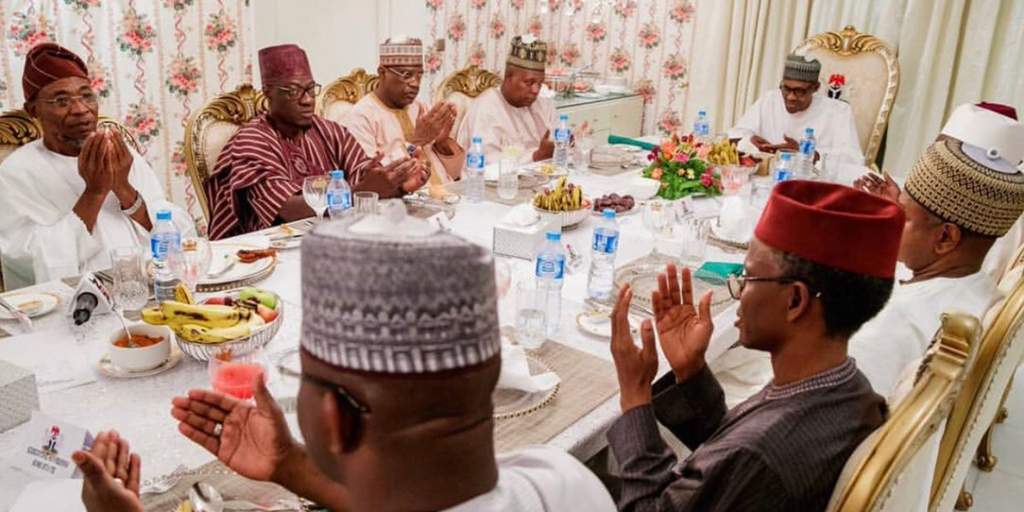 Ramadan - Buhari shares fast-breaking meal with ministers, others (The Nation)