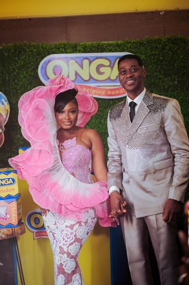 MoBimpe, Actress and Lateef Adedimeji, Actor, (Husband and Wife) at the Onga booth at the AMVCA Gala.