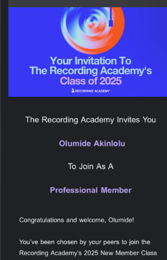 Nigerian music critic Oyebanji Akins emerged Recording Academy member