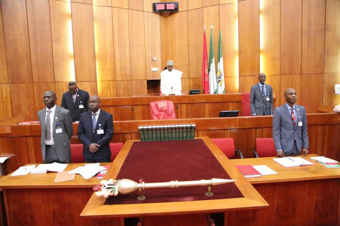 Senator Shehu Sani says his belt was used in place of the stolen Mace on Wednesday, April 18, 2018.