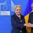 Romania's Prime Minister Viorica Dancila (L) is welcomed by European Commission President Jean-Claude Juncker at the European Commission in Brussels on June 4, 2019