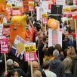 Around 2,500 people gathered under the shadow of Nelson's Column in Trafalgar Square for the "Carnival of Resistance" against the US leader, ahead of his meeting with outgoing British Prime Minister Theresa May at nearby Downing Street.