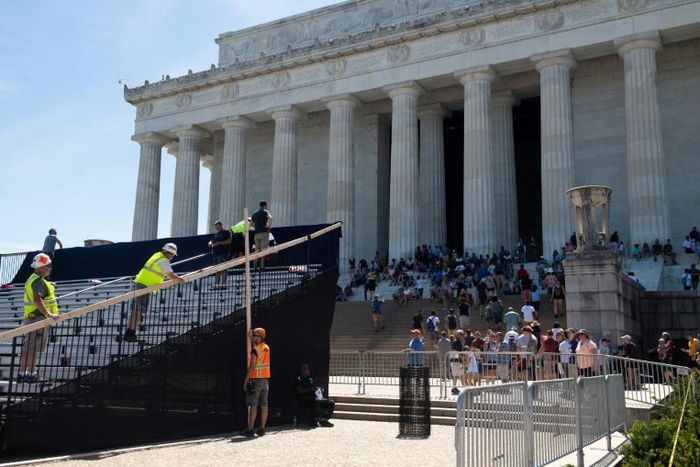 Preparations for President Donald Trump to make a July 4th speech from the steps of the Lincoln Memorial are nearly complete but the extravaganza will go against longstanding tradition