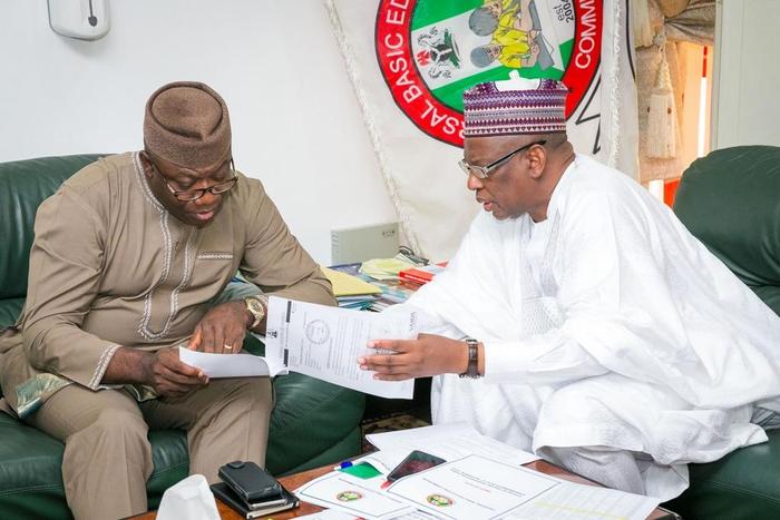 Governor Kayode Fayemi and Dr Hamid Bobboyi, the Executive Secretary, Universal Basic Education Commission (UBEC) [UBEC]