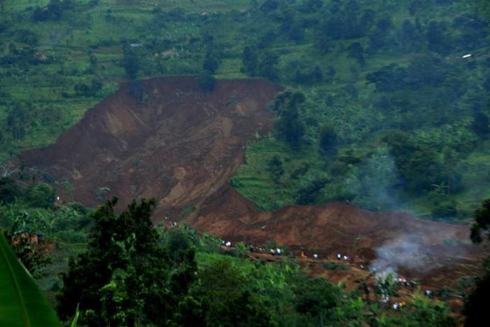 Dangerous soil: File picture from 2012 of a landslide in Bududa in which at least 18 people died