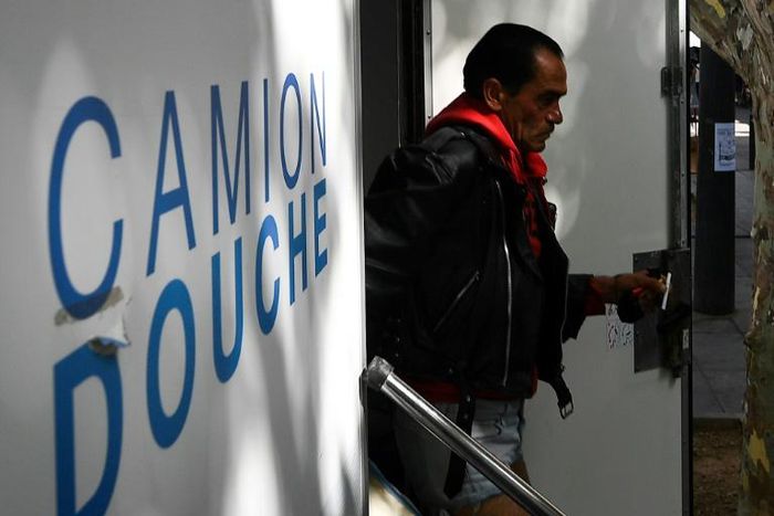In France's second city Marseille, a shower truck has been making daily stops