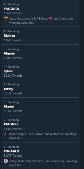 Nigeria Vs Algeria Twitter reactions (Twitter)