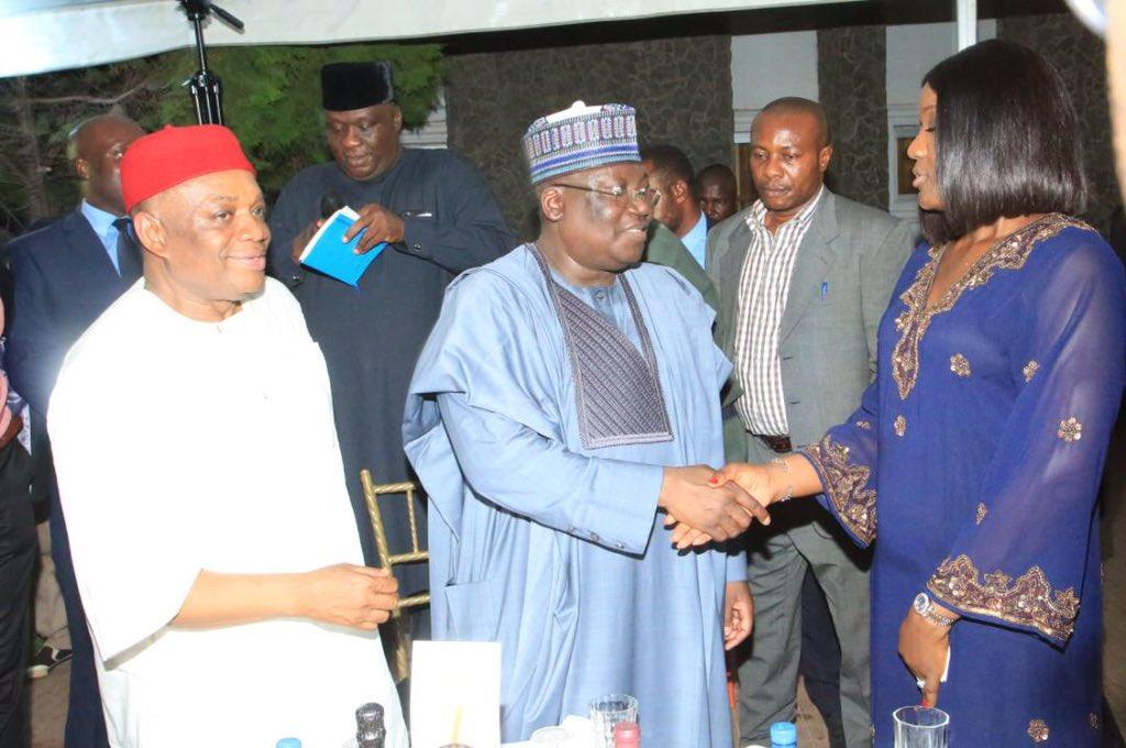 Sen. Uzor-Kalu hosts Lawan, Omo-Agege to election victory dinner [Twitter/@SPNigeria]