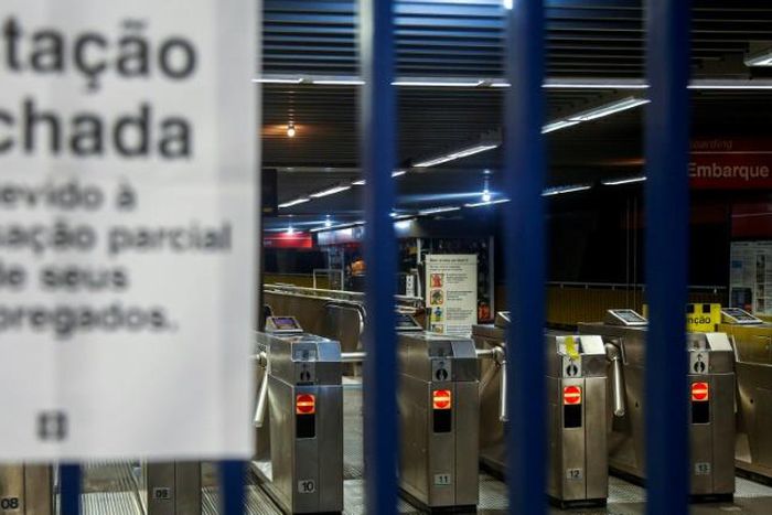 A view of closed metro station in Sao Paulo, Brazil, during a national strike called by trade unions over Brazilian President Jair Bolsonaro's pension reforms