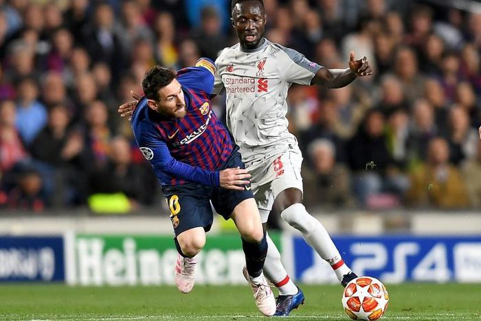Naby Keita was hurt during the first leg of Liverpool's Champions League semi-final against Barcelona