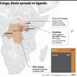 Data and map on the spread of Ebola from the DR Congo to Uganda.