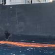 A picture taken during a guided tour by the US Navy (NAVCENT) shows the damage in the hull of the Japanese oil tanker Kokuka Courageous off the port of the Gulf emirate of Fujairah on June 19, 2019