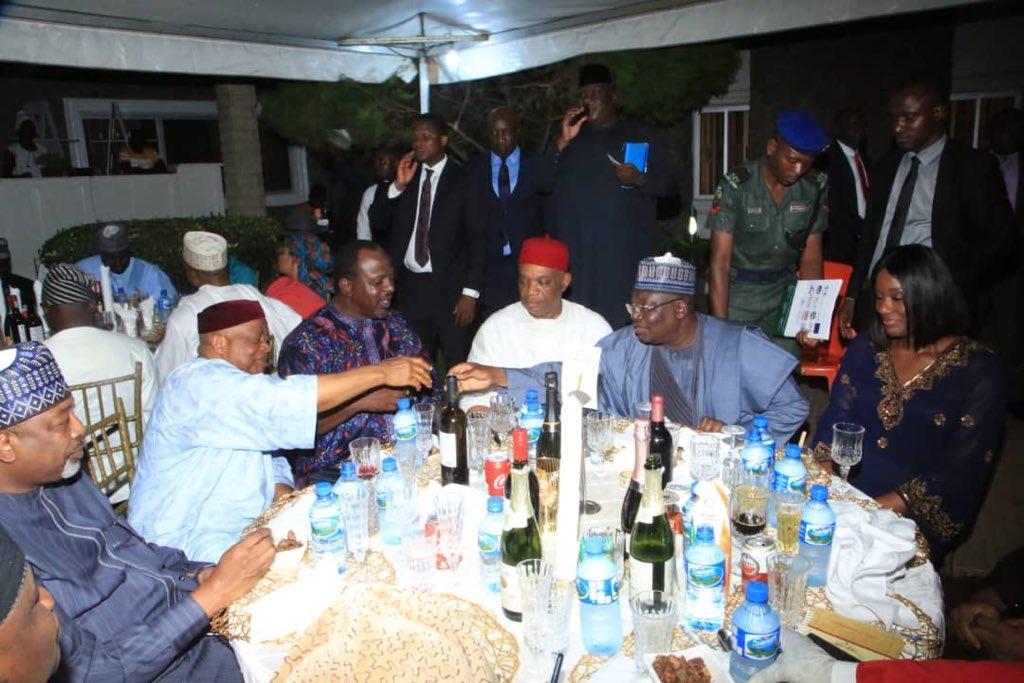 Sen. Uzor-Kalu hosts Lawan, Omo-Agege to election victory dinner [Twitter/@SPNigeria]
