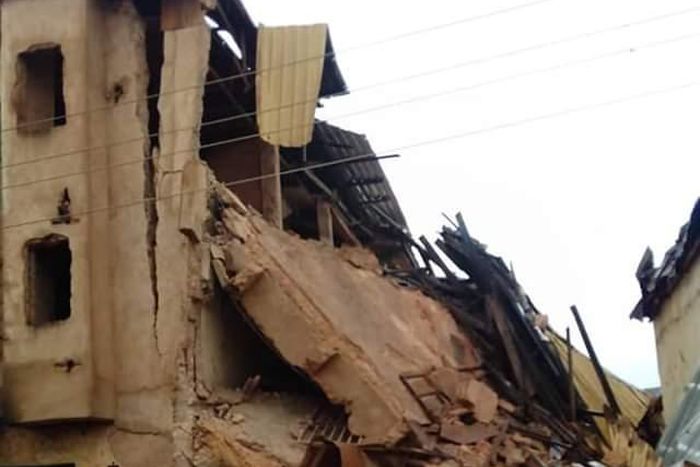 The collapsed building in Jos (NAN)