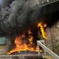 Firefighters came to extinguish the blaze, which destroyed the diplomatic mission's gate without damaging the main embassy building