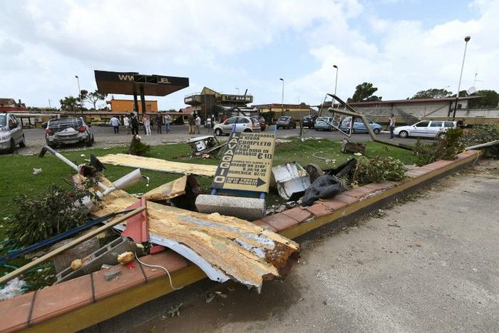 The deadly mini-tornado near Rome's Fiumicino airport devastated this petrol station