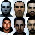 A combination of file pictures obtained on May 29, 2019, shows eight of the 11 French nationals sentenced to death in Iraq for joining the Islamic State group