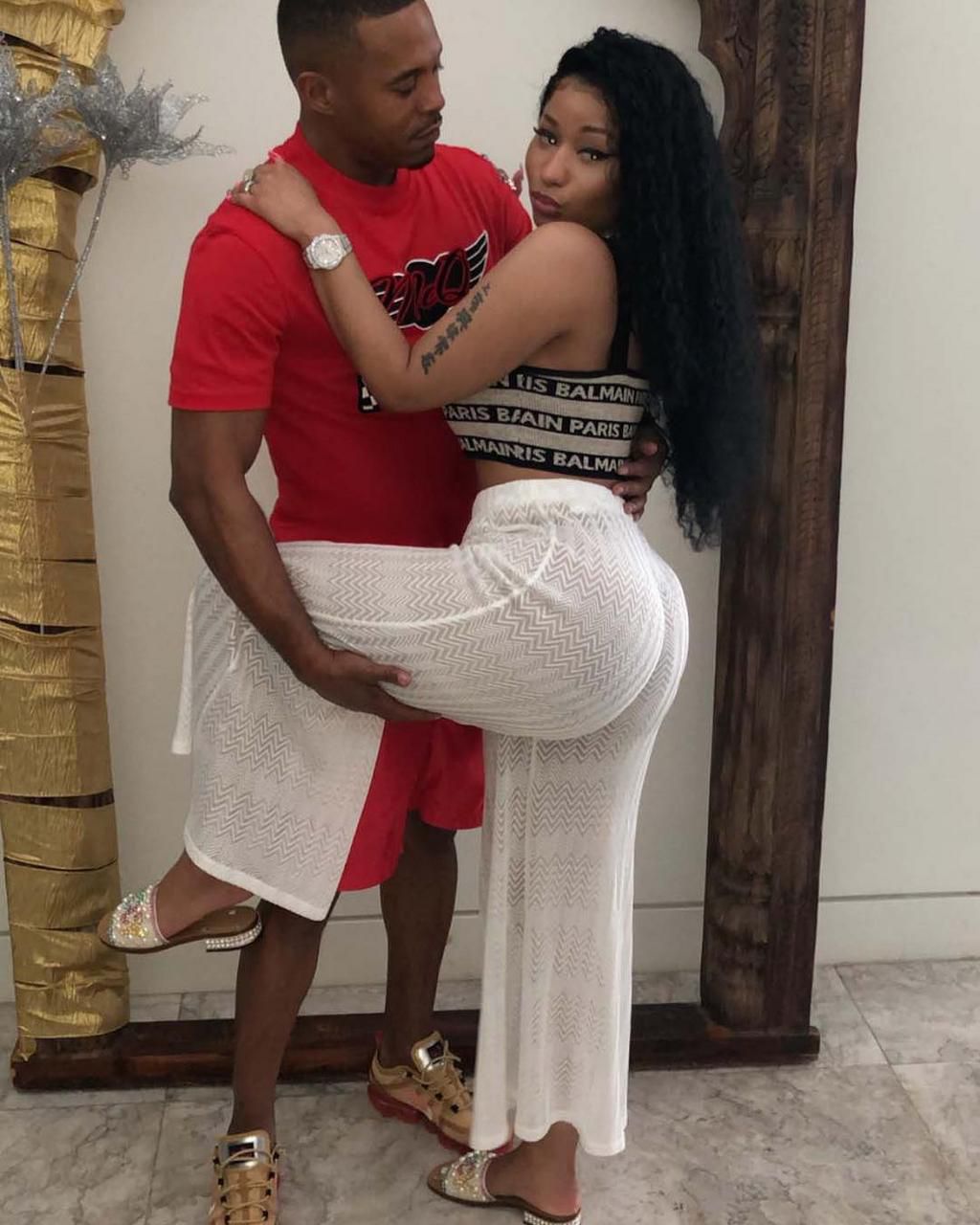 Nicki referred to her other half as ‘husband’ when she said Kenneth gives her a loving foot rub every evening after her shower but admitted that they were not yet legally married [Instagram/NickiMinaj]