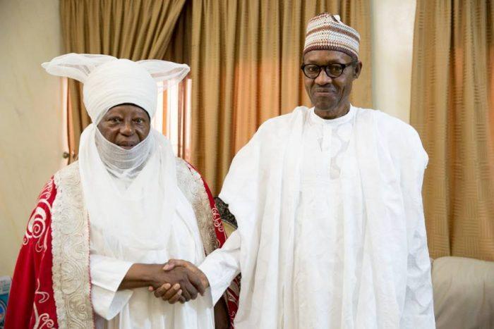 Emir of Zazzau, Highness Alhaji (Dr) Shehu Idris C. F. R  and President Muhammadu Buhari [How]