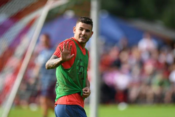 Lucas Hernandez had his first squad training session with Bayern on Tuesday